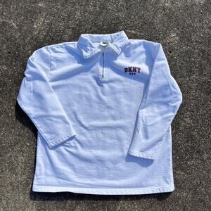 Vintage Women’s Y2K White DKNY Zip Sweatshirt Size Large